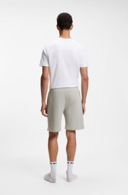 Cotton-blend shorts with waffle structure, Light Grey