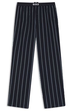 Logo-waistband pyjama bottoms in patterned cotton poplin