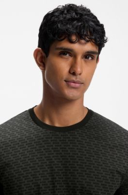 Cotton pyjama set with all-over print T-shirt, Black