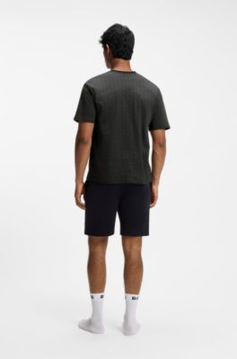 Cotton pyjama set with all-over print T-shirt, Black