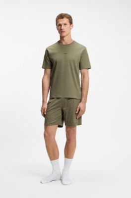 Cotton pyjama set with all-over print T-shirt, Dark Green