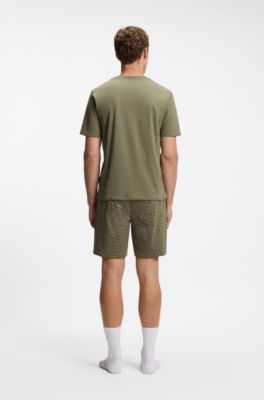 Cotton pyjama set with all-over print T-shirt, Dark Green