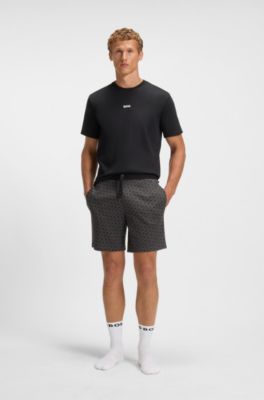 Cotton pyjama set with all-over print T-shirt, Black
