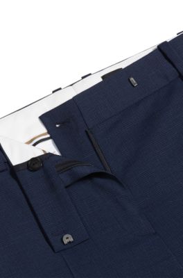 Regular-fit trousers in micro-check virgin wool, Dark Blue