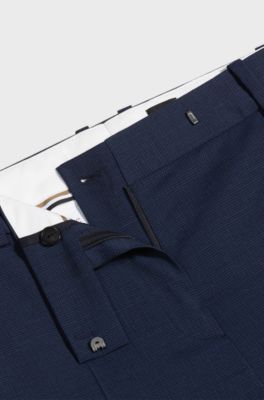 Regular-fit trousers in micro-check virgin wool, Dark Blue
