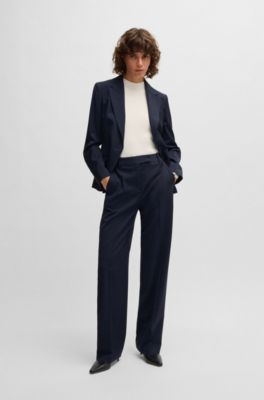 Regular-fit trousers in micro-check virgin wool, Dark Blue