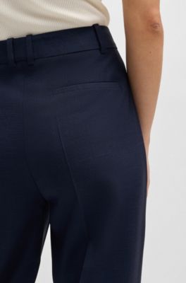Regular-fit trousers in micro-check virgin wool, Dark Blue