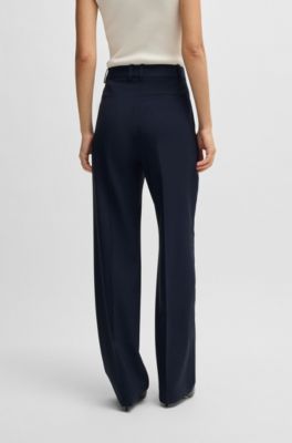 Regular-fit trousers in micro-check virgin wool, Dark Blue