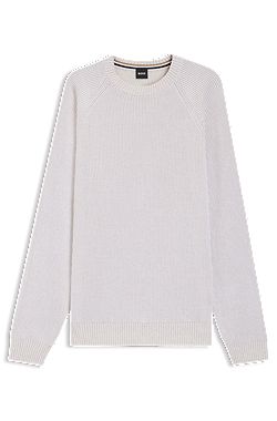 Cotton-linen sweater with striped knit