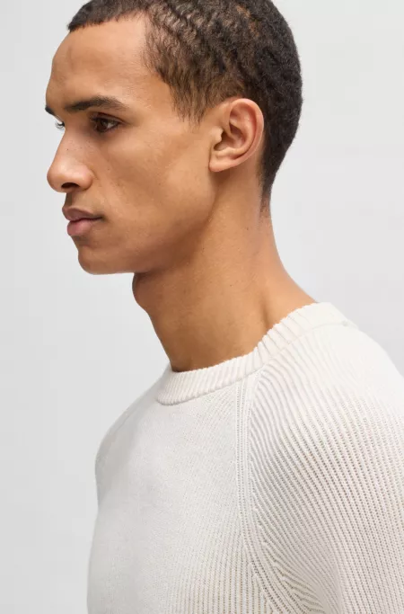 Cotton-linen sweater with striped knit