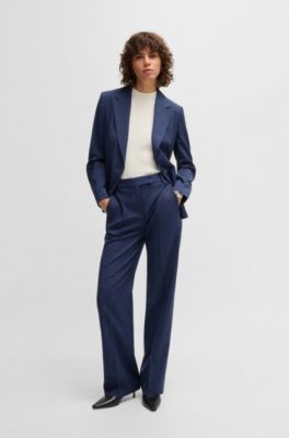 Regular-fit blazer in micro-check virgin wool, Dark Blue