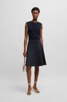 A-line skirt in stretch cotton, Dark Blue