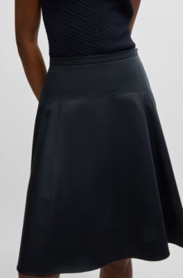 A-line skirt in stretch cotton, Dark Blue