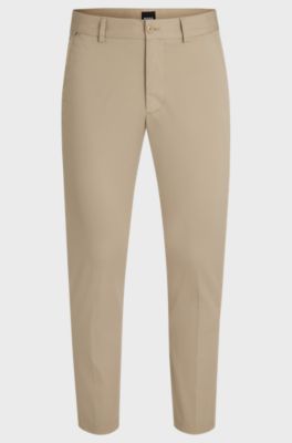 Pantalon Slim en satin de coton m&eacute;lang&eacute;, Beige clair