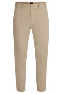 Slim-fit trousers in cotton-blend satin, Light Beige