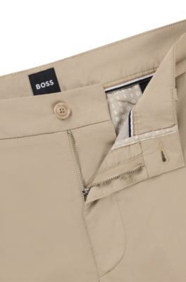 Slim-Fit Hose aus Baumwoll-Mix mit Satin, Hellbeige