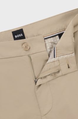 Pantalon Slim en satin de coton m&eacute;lang&eacute;, Beige clair