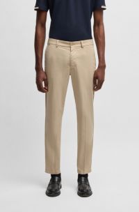 Slim-fit trousers in cotton-blend satin, Light Beige