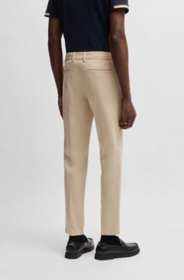Slim-Fit Hose aus Baumwoll-Mix mit Satin, Hellbeige