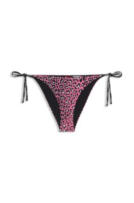 Patterned bikini bottoms with branded ties, Patterned