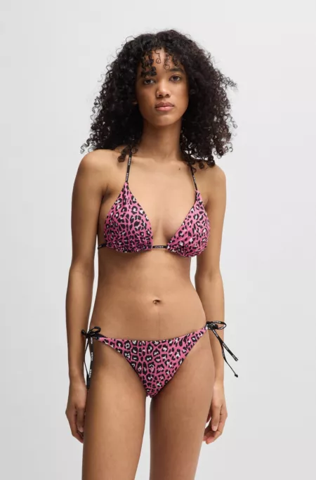 Patterned bikini bottoms with branded ties