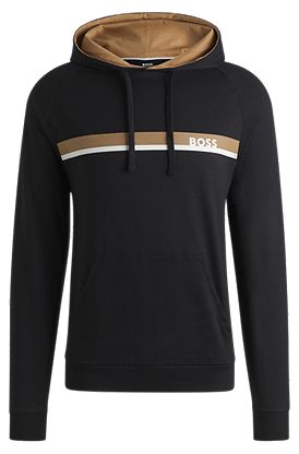 Sudadera de felpa de algodón con capucha y rayas estampadas