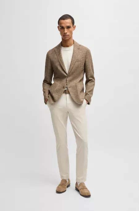 Regular-fit blazer in micro-patterned stretch tweed
