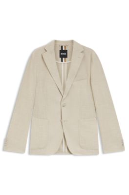 Regular-fit blazer in micro-patterned stretch tweed, Light Beige