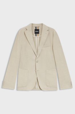 Regular-fit blazer in micro-patterned stretch tweed, Light Beige
