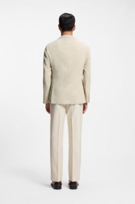 Regular-fit blazer in micro-patterned stretch tweed, Light Beige