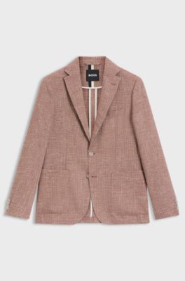 Regular-fit blazer in micro-patterned stretch tweed, Dark Orange