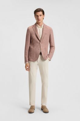 Regular-fit blazer in micro-patterned stretch tweed, Dark Orange