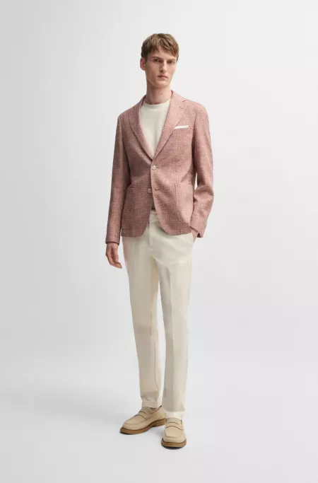 Regular-fit blazer in micro-patterned stretch tweed