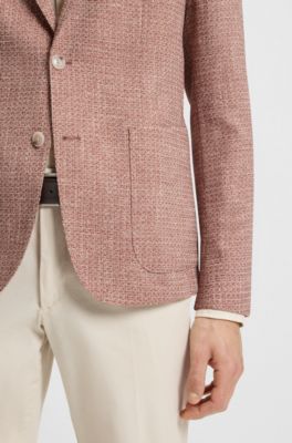 Regular-fit blazer in micro-patterned stretch tweed, Dark Orange