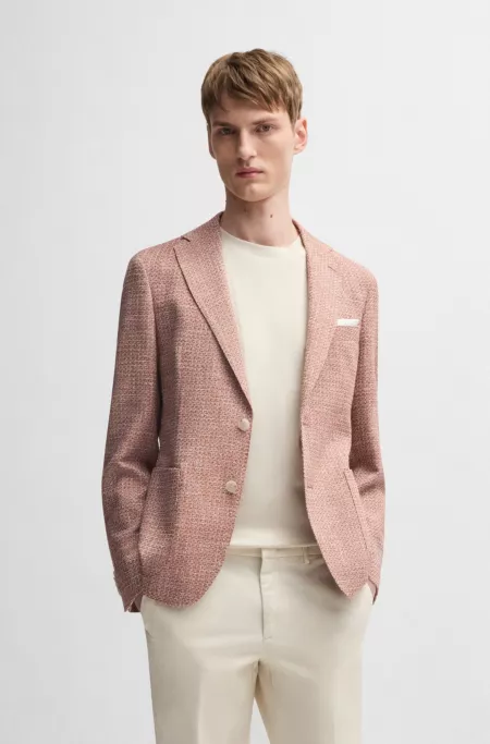 Regular-fit blazer in micro-patterned stretch tweed