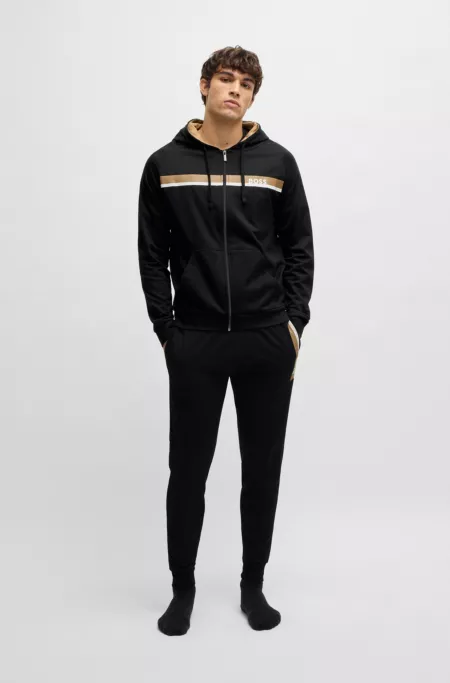 Cotton-terry zip-up hoodie with stripe print