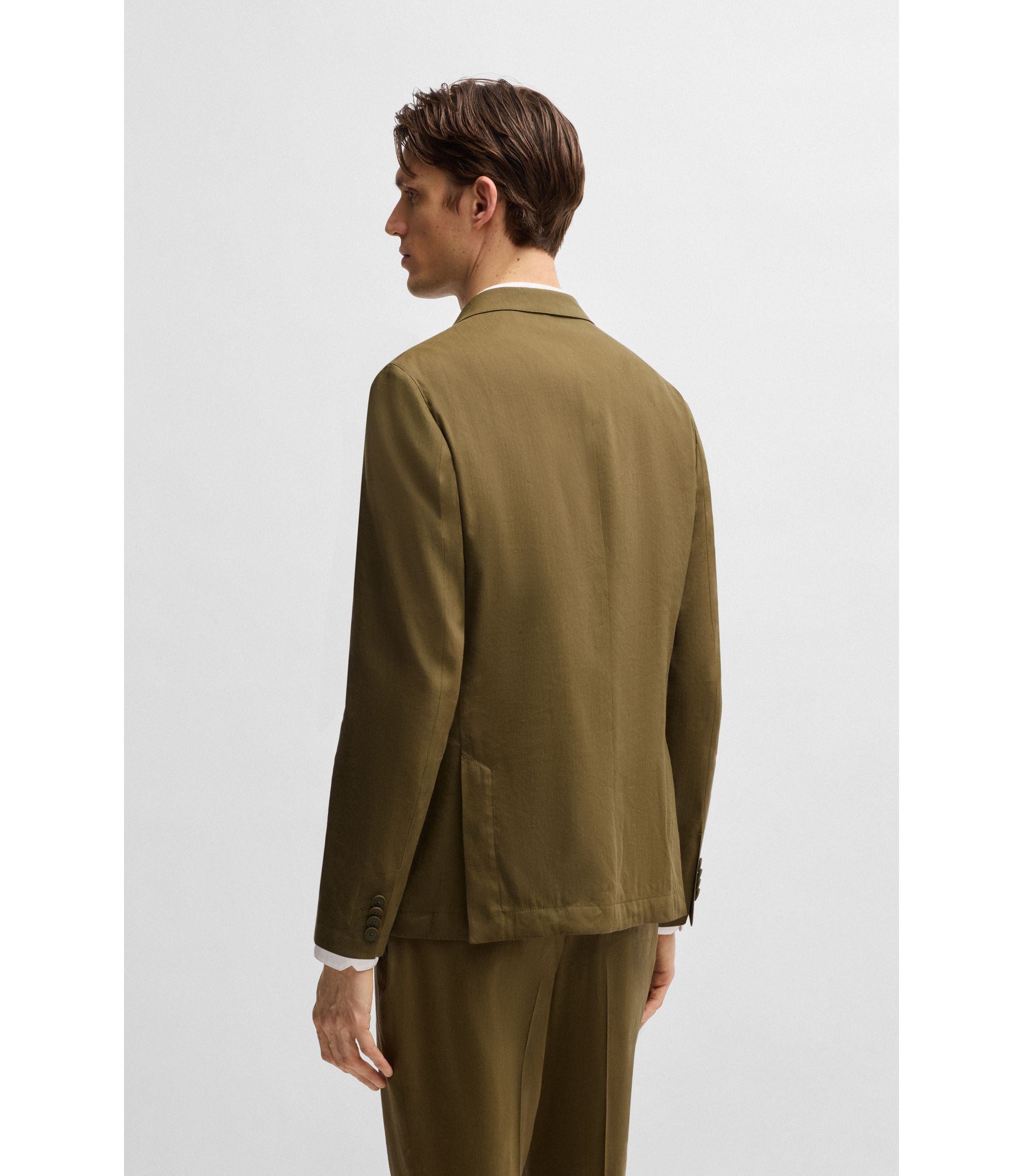 Hugo Boss 美品　ダークグリーン　オリーブ　カーキ　レザー ジャケット HUGO BOSSグリーンMenジャケット