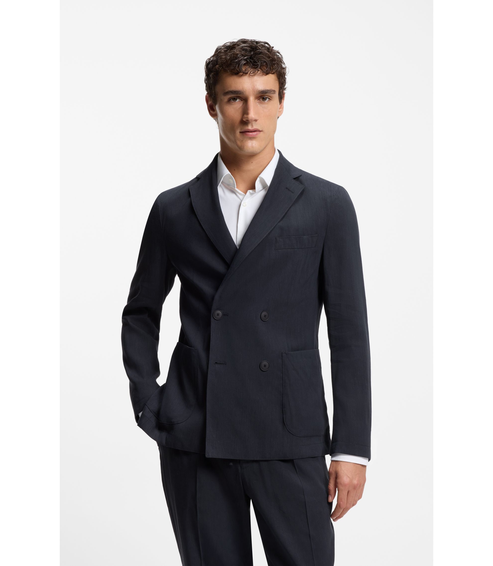 超希少 Super140✨L相当 HUGO BOSS スーツ チェックネイビー BOSS - BOSS SELECTED BY SHOHEI OHTANI Slim-fit blazer - Dark Blue