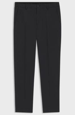 Tapered-fit trousers in stretch seersucker, Black