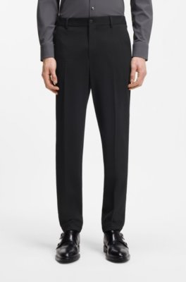 Tapered-fit trousers in stretch seersucker