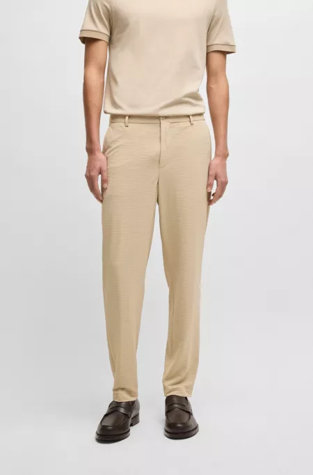 Washable formal trousers in stretch seersucker fabric