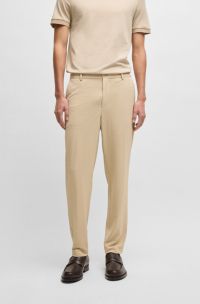 Wasbare pantalon van seersucker met stretch, Lichtbeige