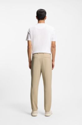 Tapered-fit trousers in stretch seersucker, Light Beige