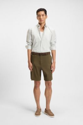 Formal shorts in a linen blend, Olive