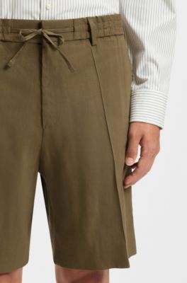 Formal shorts in a linen blend, Olive