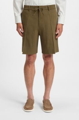 Formal shorts in a linen blend, Olive