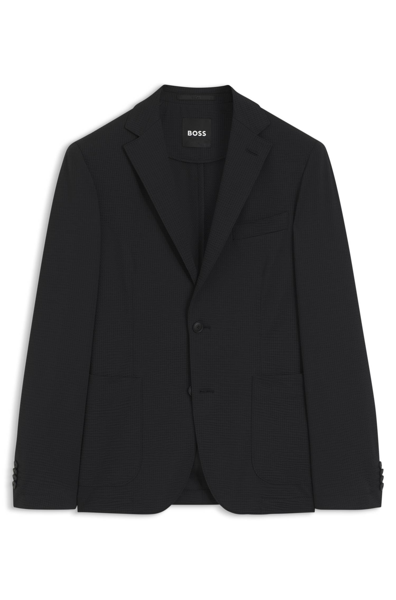 Boss Slim-fit suit jacket in stretch seersucker kavajer & blazers herr – bild 4