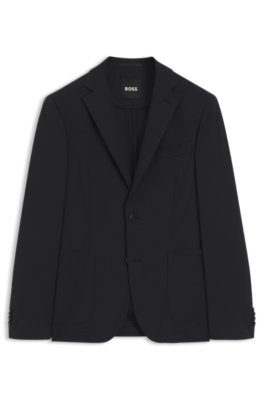 Slim-fit suit jacket in stretch seersucker