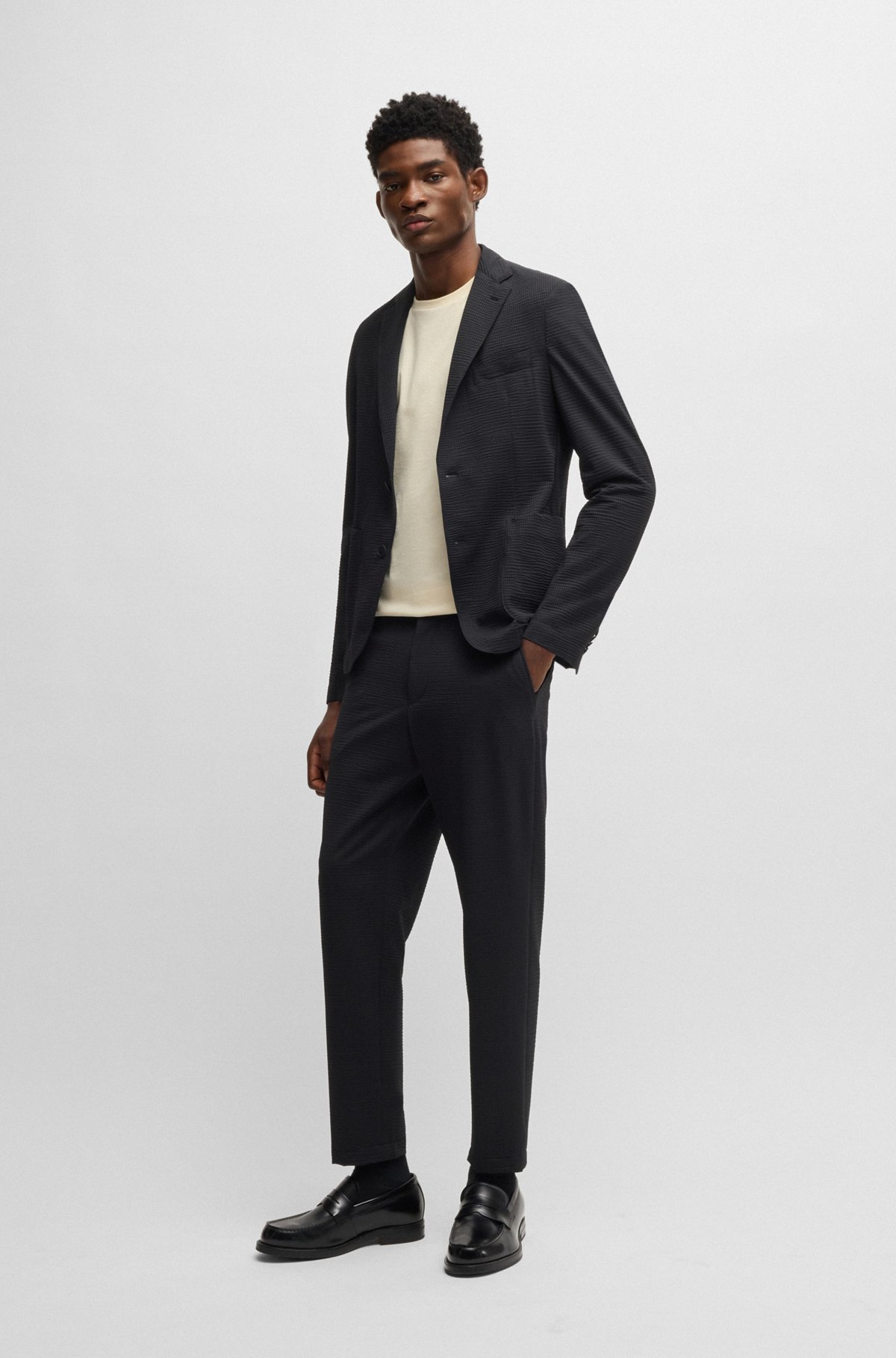 BOSS - スリムフィット スーツジャケット ストレッチ シア BOSS - スリムフィット スーツジャケット ストレッチ シア