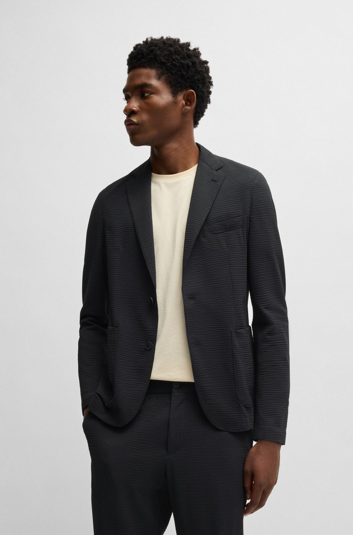 BOSS - スリムフィット スーツジャケット ストレッチ シア BOSS - スリムフィット スーツジャケット ストレッチ シア